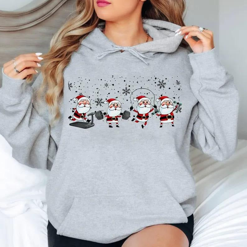 Funny Santa Claus Gym Christmas Sweatshirt, Workout Santa Gym Christmas Shirt, Funny Santa Workout Sweatshirt, Christmas...