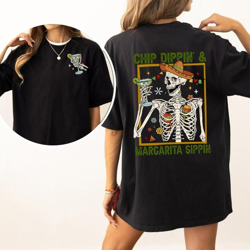 Funny Skeleton Cinco De Mayo Shirt, Chip Dippin Margarita Sippin, Mexican Fiesta Shirt, Fiesta Party Shirt, Mexican Party...