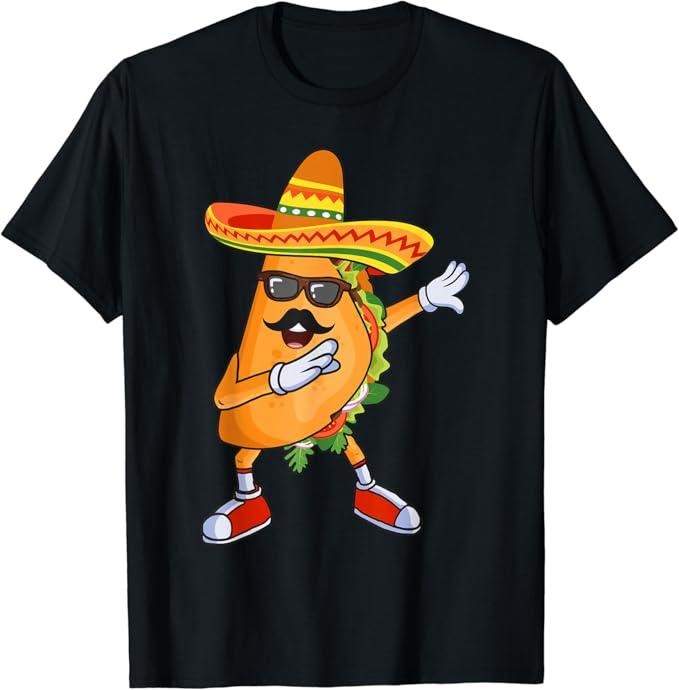 Funny Taco Shirts, Gifts For Mexican Food Lovers, Dabbing Taco Funny Cinco de Mayo Mexican party T-Shirt Menswear Top...