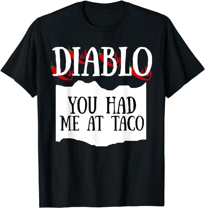 Funny Taco Shirts, Gifts For Mexican Food Lovers, Funny Hot Taco Sauce Group Halloween Costume Diablo Sauce T-Shirt...