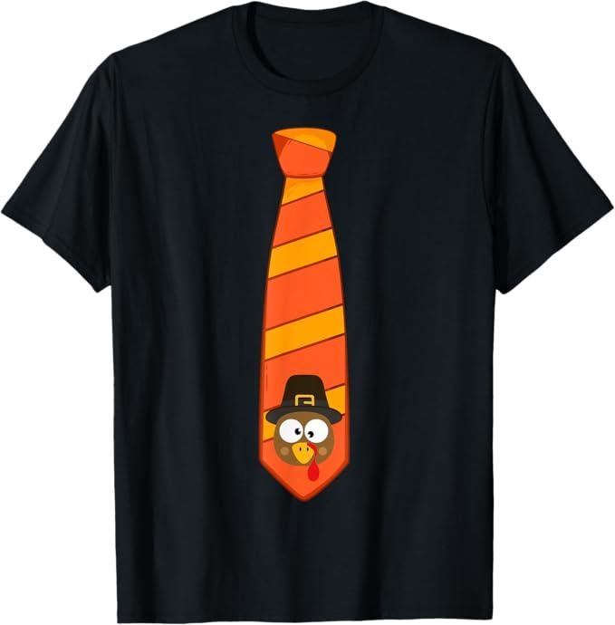 Funny Thanksgiving Shirts, Funny Thanksgiving Tie with Turkey for Family Dinner T-Shirt