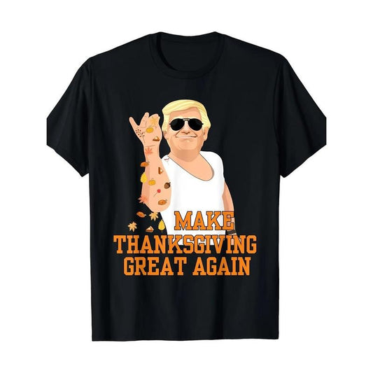 Funny The US Holiday Donald Trump Funn T-shirts Men Tee Vintage USA Flag Trumpkin Pie Make Thanksgiving Great Again...