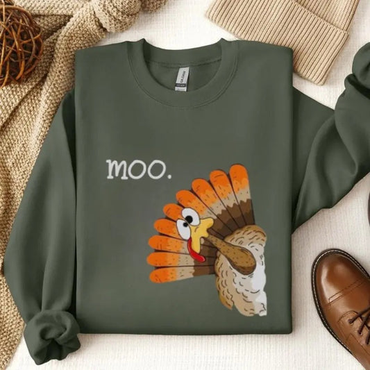 Funny Turkey Moo Unisex Shirt Fake Cow Funny Thanksgiving Shirts For Women And Men, Thanksgiving Gifts, Gifts For...