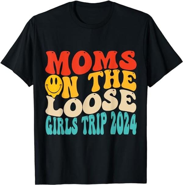 Funny Vacation Shirt, Moms On The Loose Girl's Trip 2024 Funny Family vacation T-Shirt Menswear Casual Cotton Hoodie,...