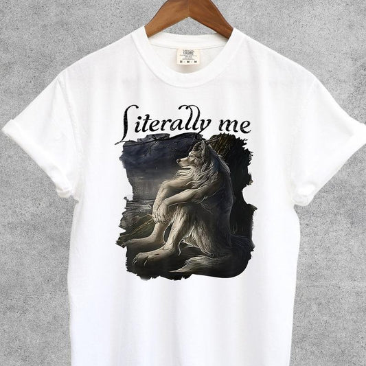 Funny Wolf Shirt, Literally Me Vintage T Shirt, Meme Shirts, Grunge Clothing Aesthetic, Mental Health Shirts, Perfect...