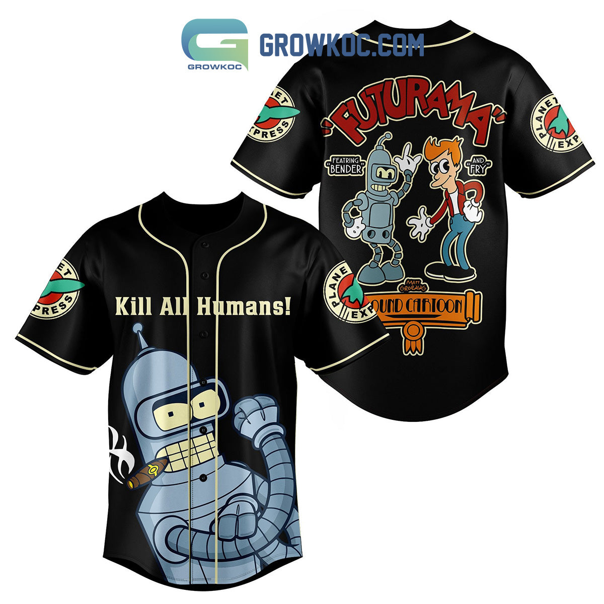 Futurama Bender And Fry Personalized Baseball Jersey Black