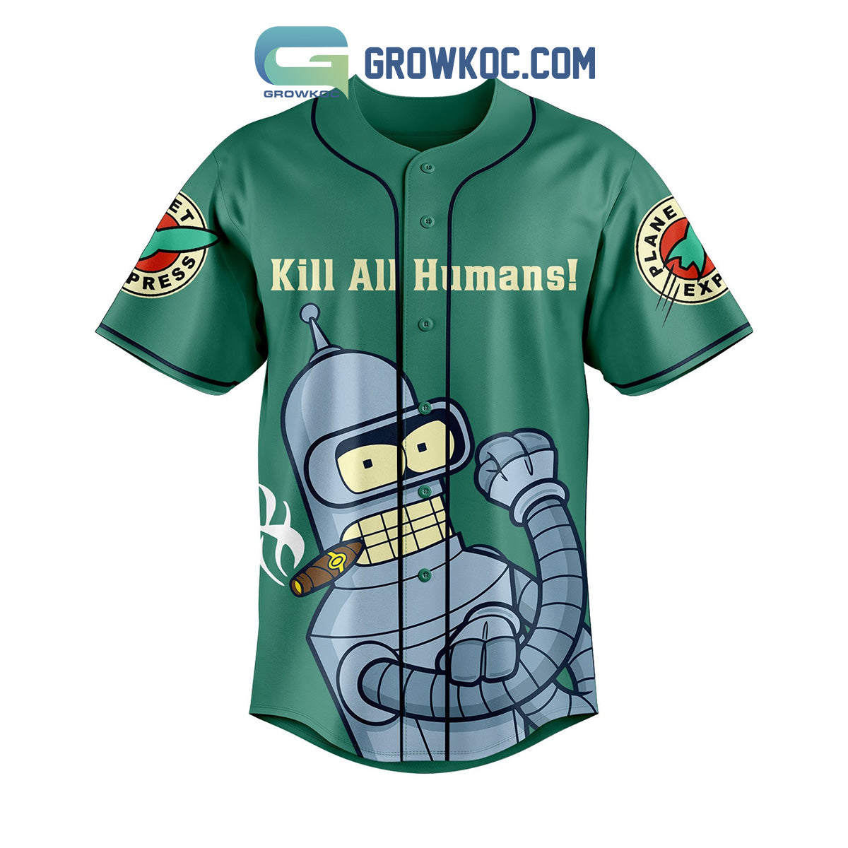 Futurama Bender And Fry Personalized Baseball Jersey Green