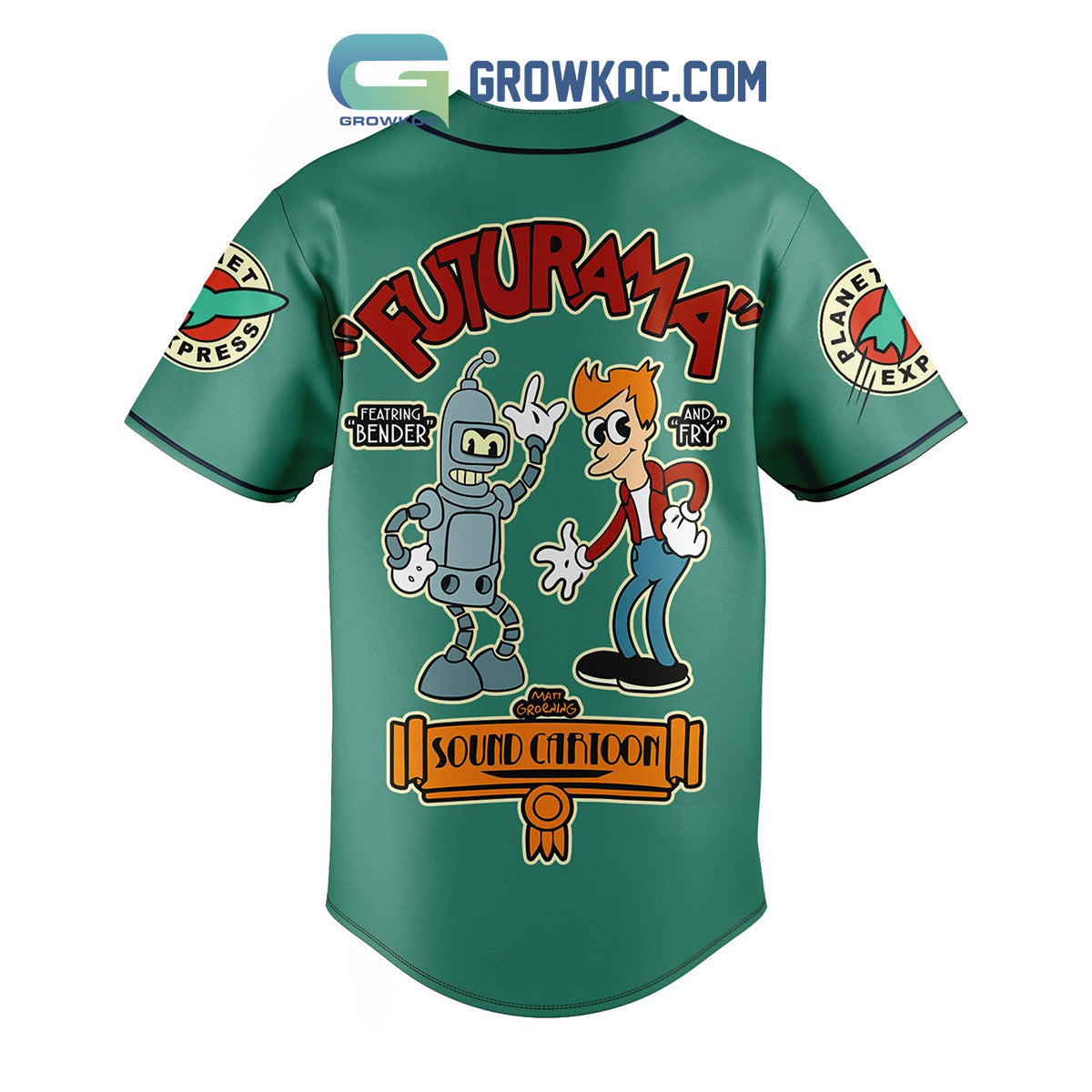 Futurama Bender And Fry Personalized Baseball Jersey Green