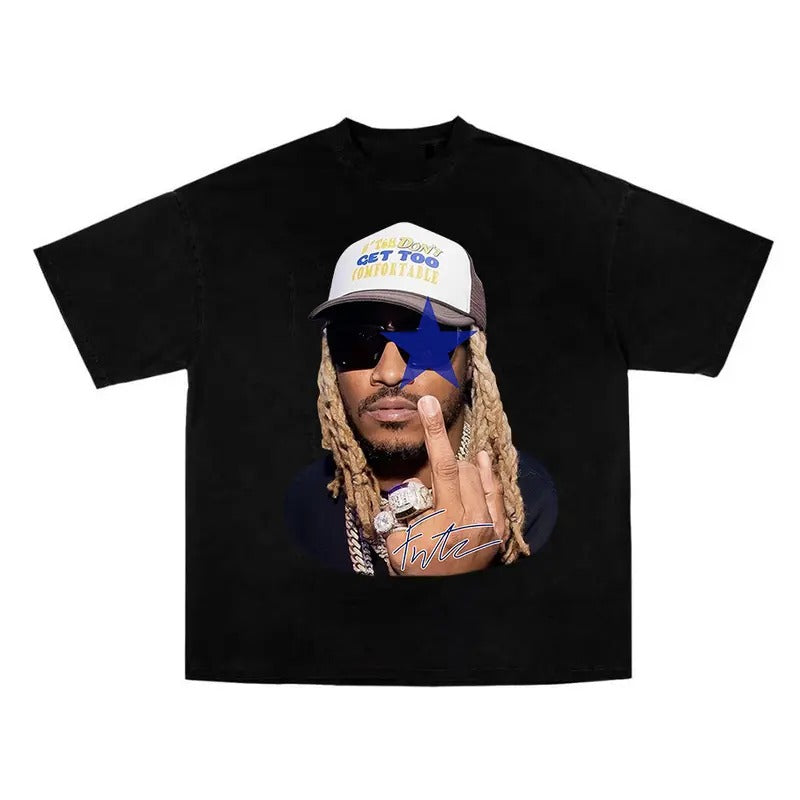 Futureee Blue Star Signature Big Face Rap T-Shirt Hoodie, Sweatshirt | WearSparks.com