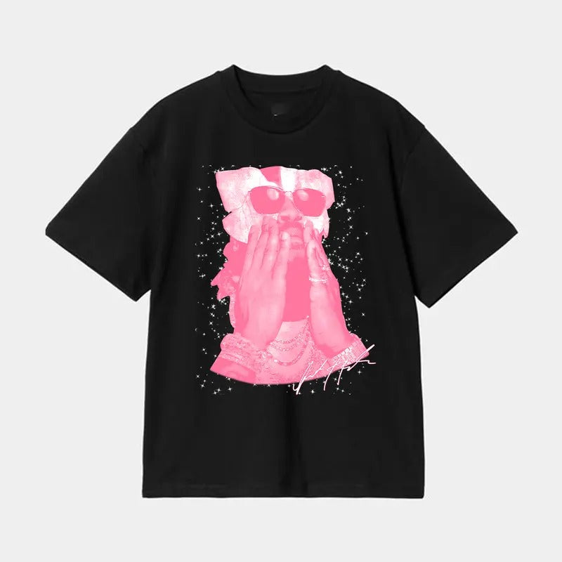 Futureee PINK See No Evil Big Face Graphic Tee Shirt - Ultimate Style Hoodie, Sweatshirt | WearSparks.com