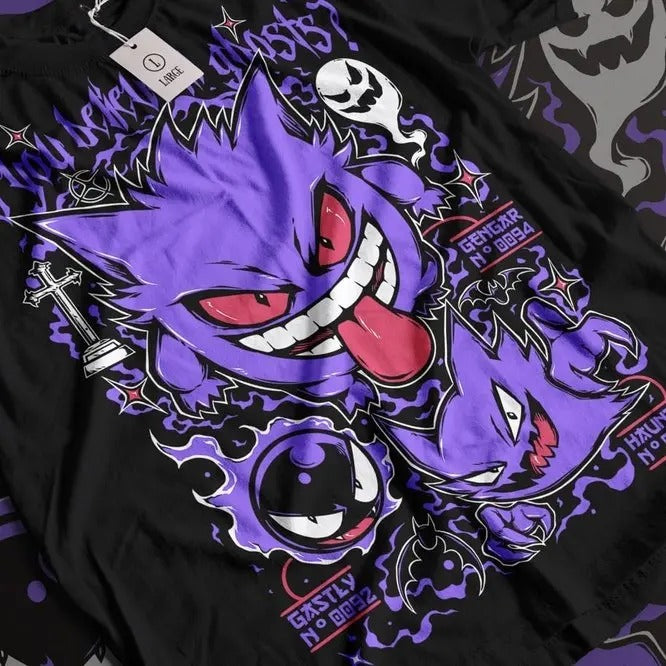 G3ngar Ghastly T-Shirt, Ghost Type element Silhouette, Video Game T-Shirt, Japanese Anime Top Tee Hoodie, Sweatshirt