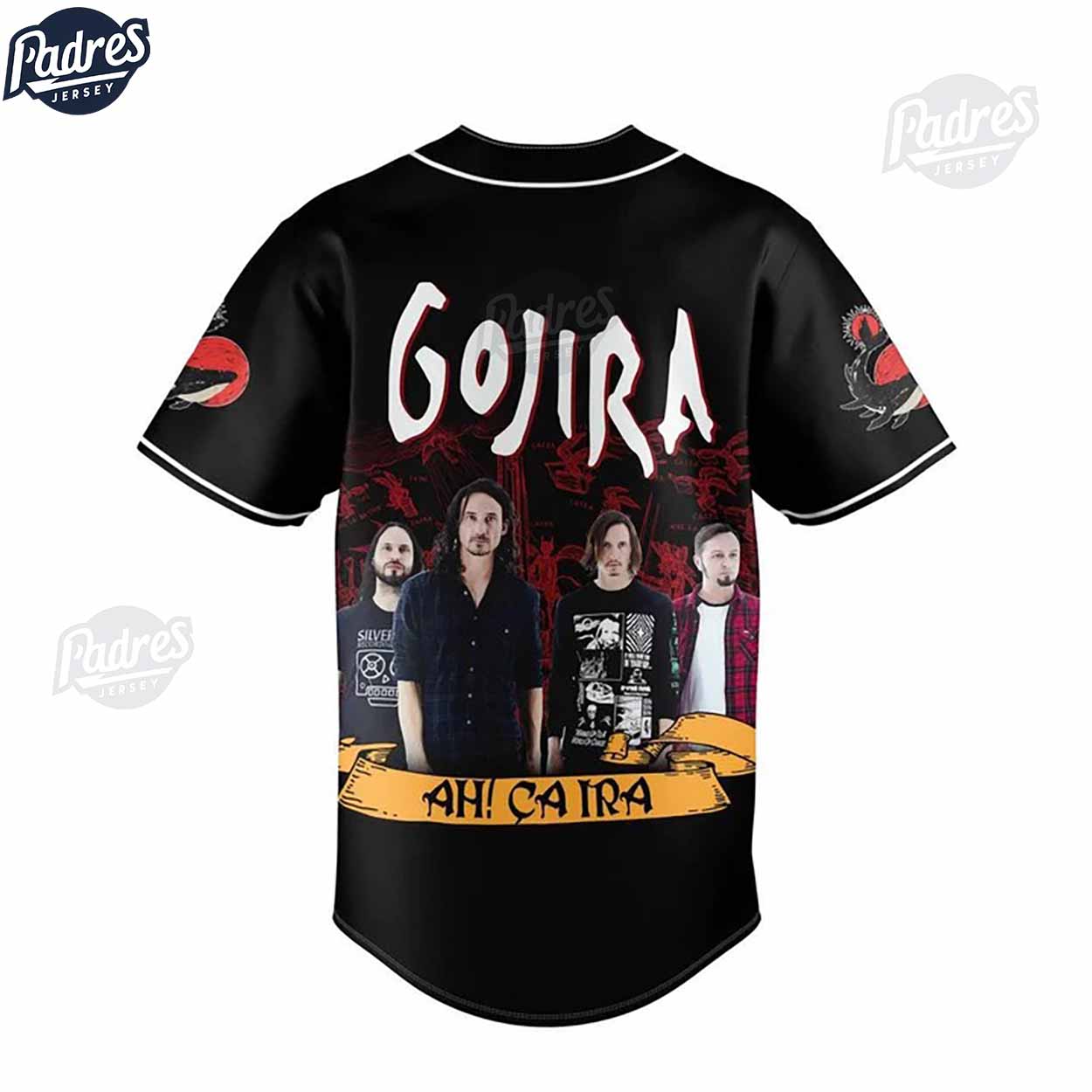 GOJIRA Custom Black Baseball Jersey - Padres Jersey Oasis: Elevate Your Baseball Style Game T-Shirts, Hoodie,... (Image 3)