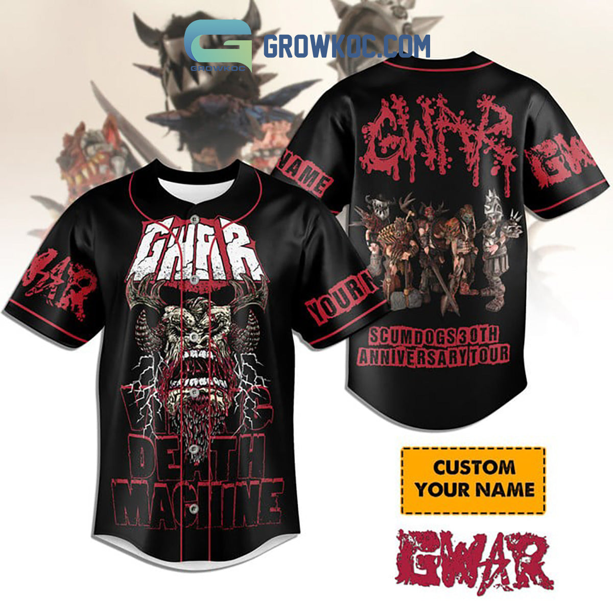 GWAR Death Machine Sumdogs 20th Anniversary Tour Personalized Baseball Jersey