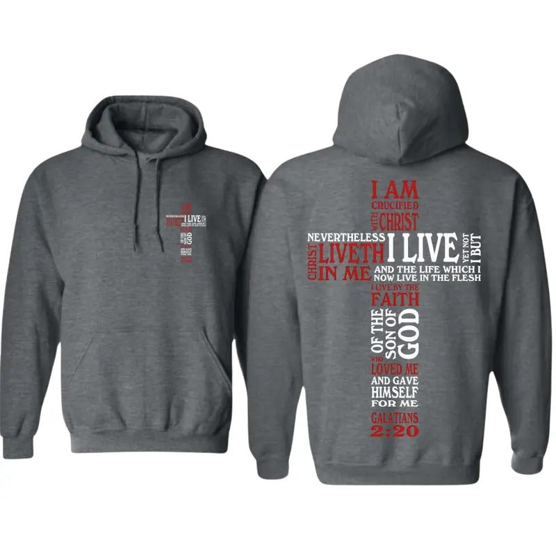 Galatians 2:20 Hoodie - Bold Cross Design, Unisex Classic Fit Sweatshirt for Faithful Believers - Menswear, Sweatshirts...