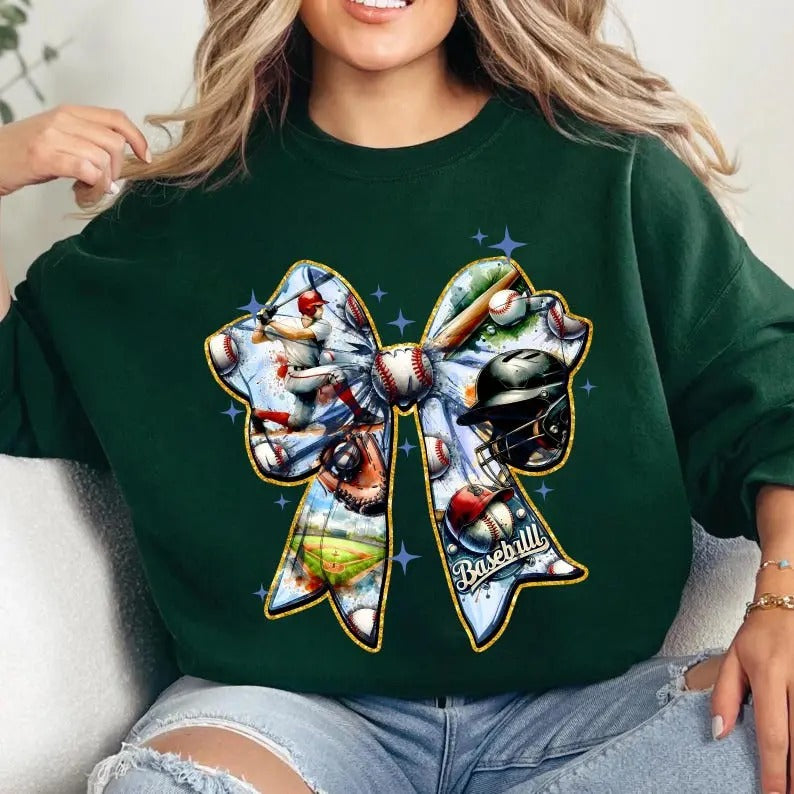 Game Day Baseball Coquette Bow , Baseball Mama , Baseball Mom , Brushstroke Baseball Sweatshirt T-Shirts, Hoodie