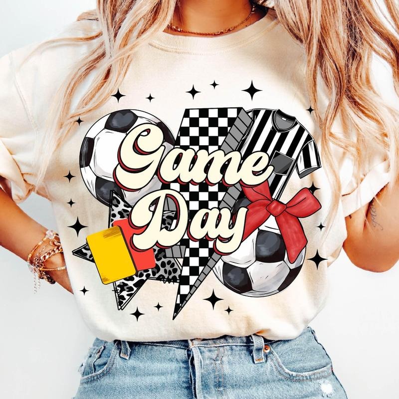 Game Day Soccer T-Shirt, Retro Checkered Soccer Mama T-Shirt, Soccer Mom T-Shirt, Leopard Soccer Coquette, Retro Soccer...