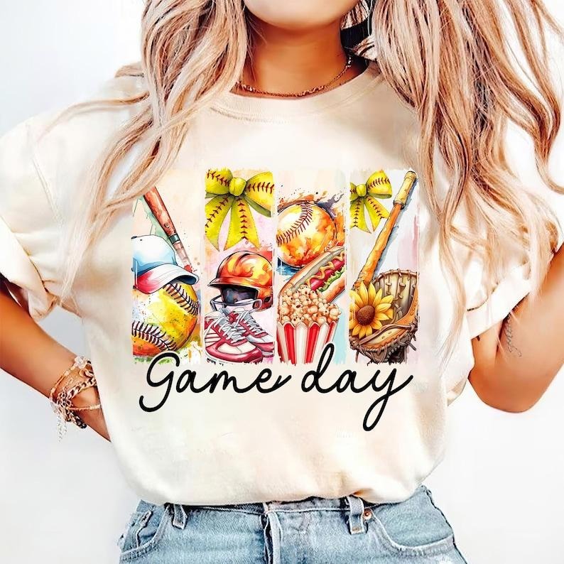 Game Day Softball Coquette Bow, Softball Mama, Softball Mom, Brushstroke Softball Tshirt Cotton Hoodie, Sweatshirt