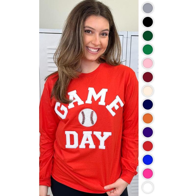 Game Day Sparkle Baseball Long Sleeve - Cozy Team Vibes #GameDaySparkle #BaseballLongSleeve #ChenilleGlow T-Shirts,...