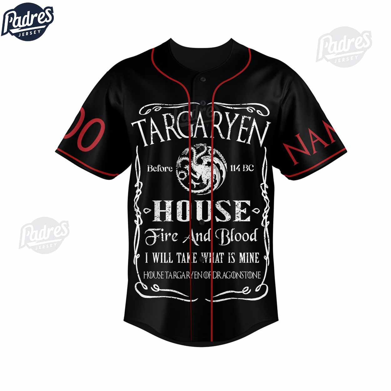 Game Of Thrones Fire And Blood Custom Baseball Jersey Style - Padres Jersey Oasis: Elevate Your Baseball Style... (Image 2)