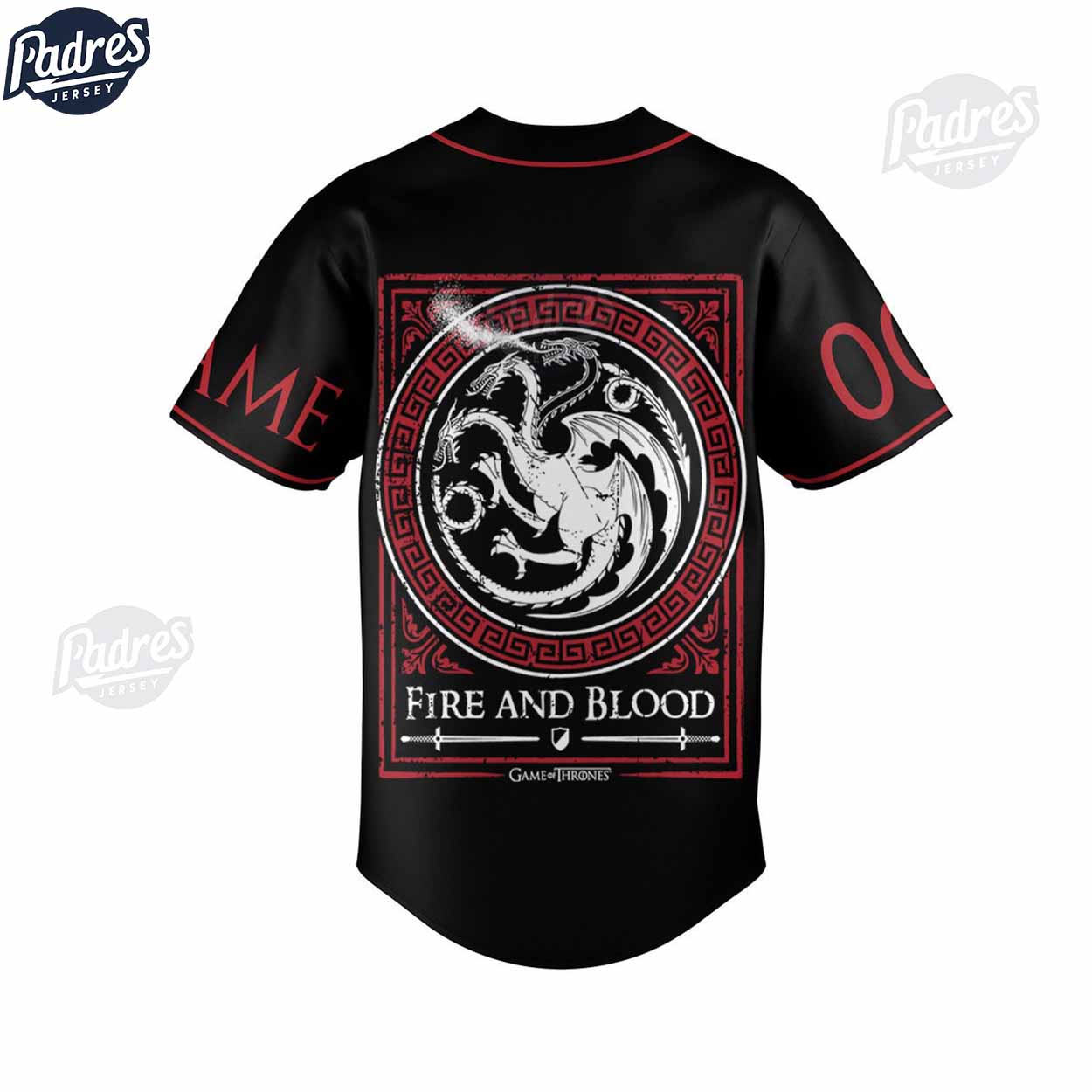 Game Of Thrones Fire And Blood Custom Baseball Jersey Style - Padres Jersey Oasis: Elevate Your Baseball Style... (Image 3)
