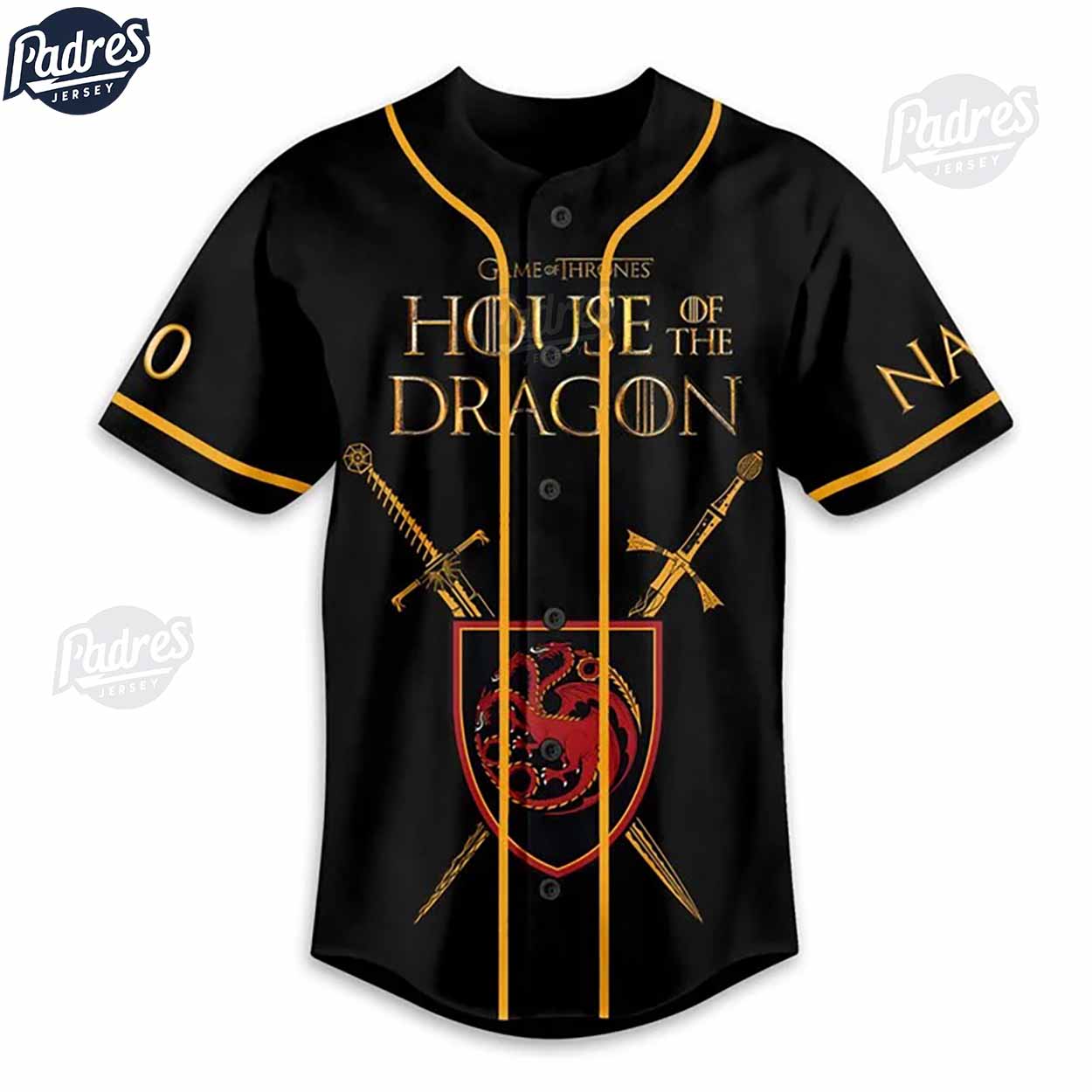 Game Of Thrones House Of The Dragon Custom Baseball Jersey Style - Padres Jersey Oasis: Elevate Your Baseball... (Image 2)