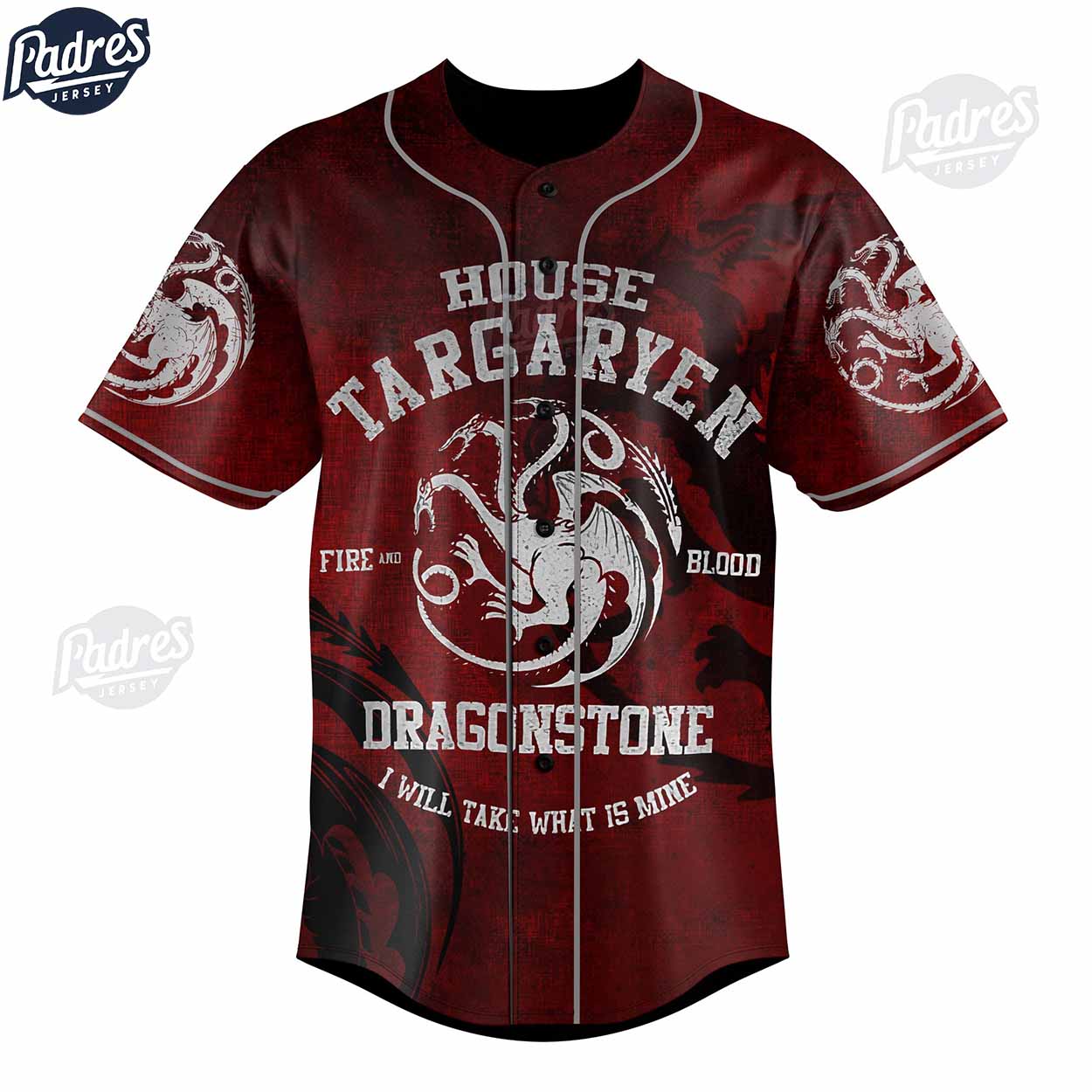 Game Of Thrones House Targaryen Fire And Blood Custom Red Baseball Jersey - Padres Jersey Oasis: Elevate Your... (Image 2)