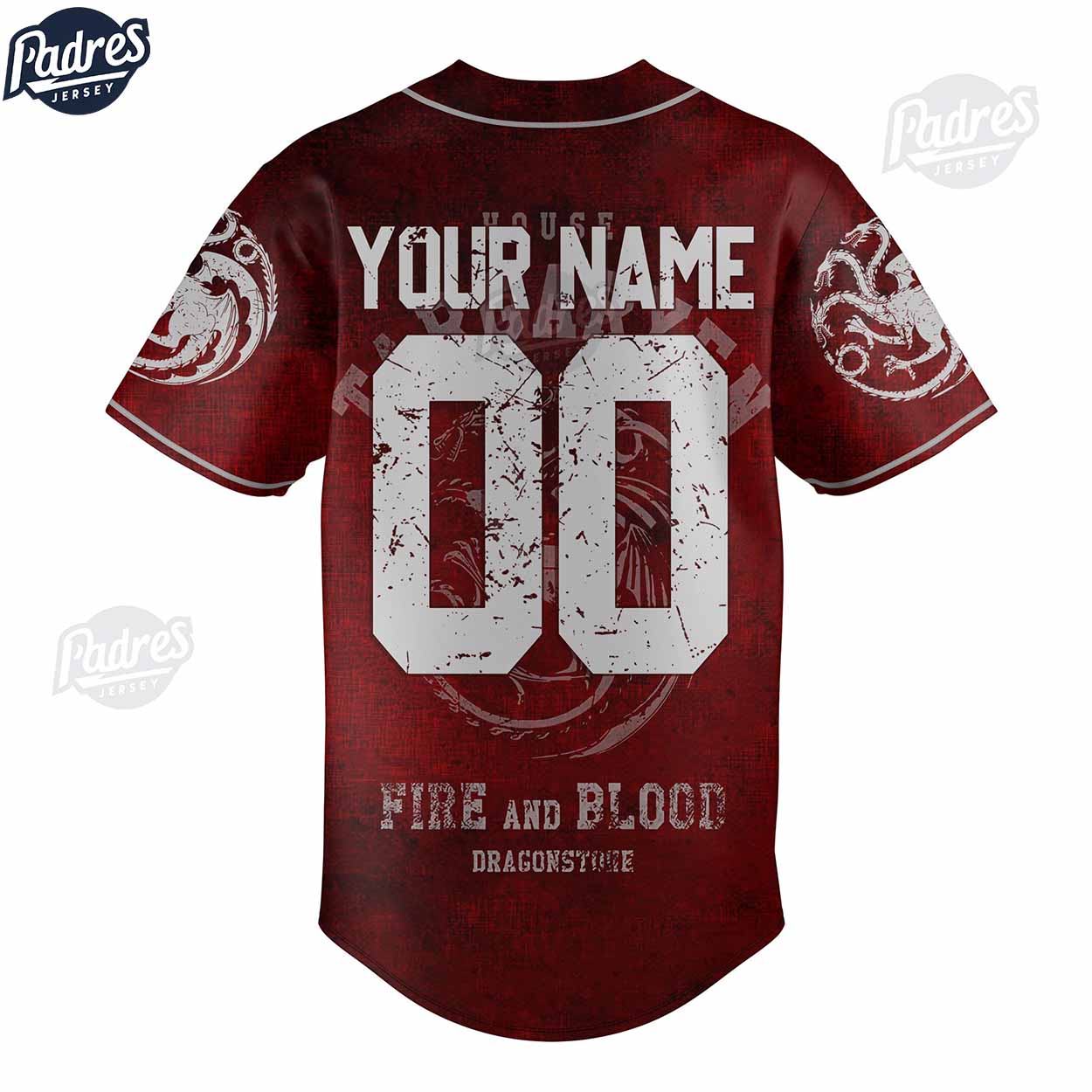 Game Of Thrones House Targaryen Fire And Blood Custom Red Baseball Jersey - Padres Jersey Oasis: Elevate Your... (Image 3)