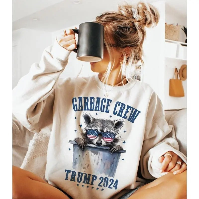 Garbage Crew - TRUMP 2024 Cotton Crewneck T-Shirts, Hoodie, Sweatshirt | WearSparks.com