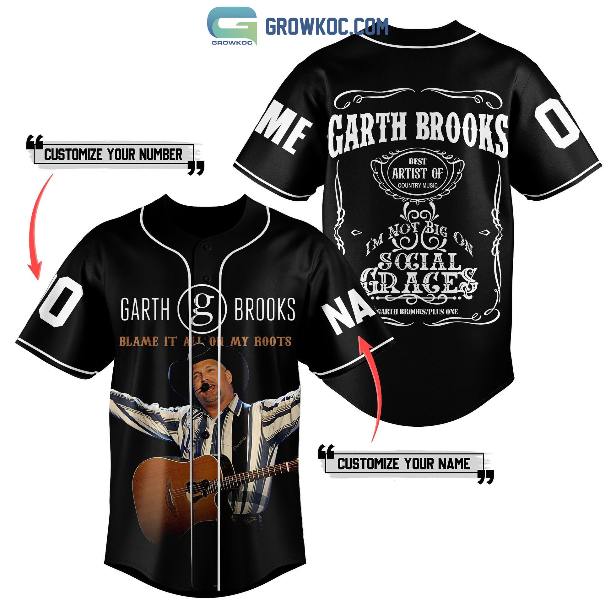 Garth Brooks Blame It All On My Roots Personalized Baseball Jersey