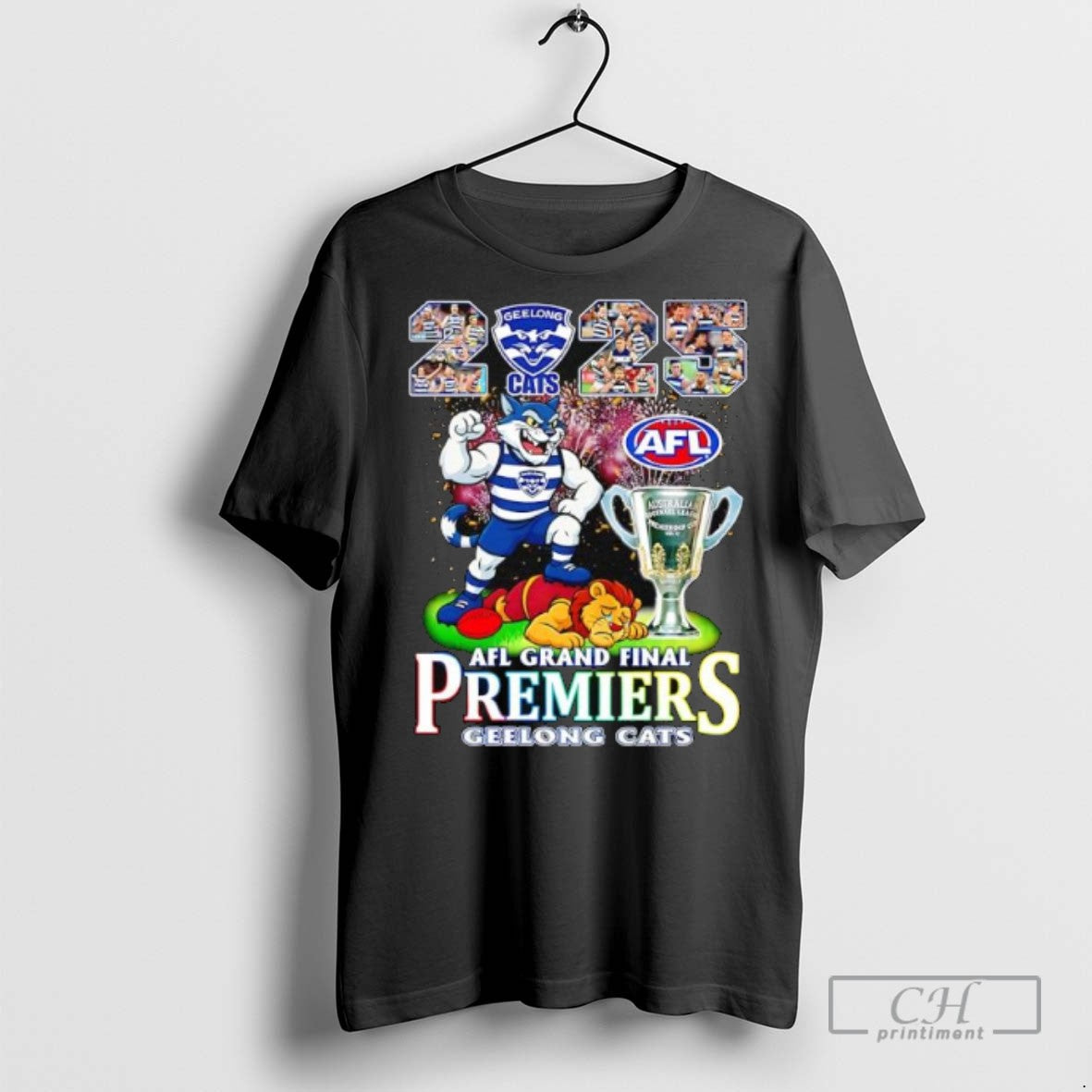 Geelong Cats Victory 2025 Afl Grand Final Premiers Mascot Cup T Shirts