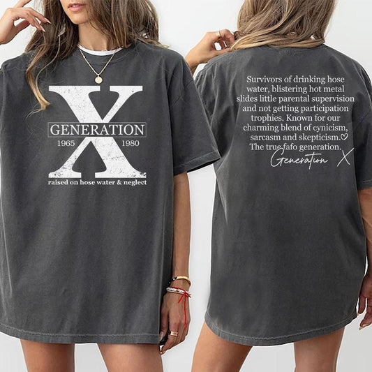 Gen X Raised On Water Shirt, Generation X Women Graphic Tee, Unisex Vintage Unhinged Shirt, Women Comfy Fabric Oversized...