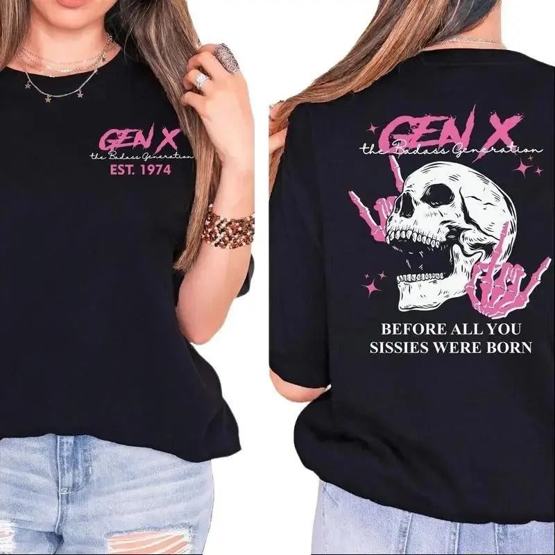 Generation X Custom Year Badass Generation T-Shirt, Custom Year Of Birth Shirt, Generation X T-Shirt Cotton Top Unisex...