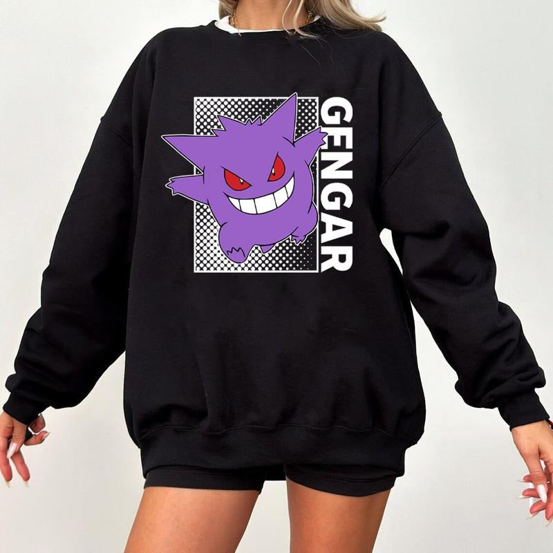 Gengar SWEATSHIRTS | Dark Ghost Kaiju Japanese Style SWEATSHIRTS | Japanese Anime Movie Film Nerd Gaming Novelty Funny...