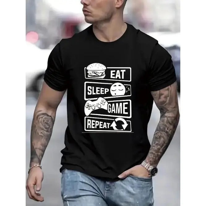 Geometric Patterned Summer Tee - Stylish Short Sleeve Casual T-Shirt for Men