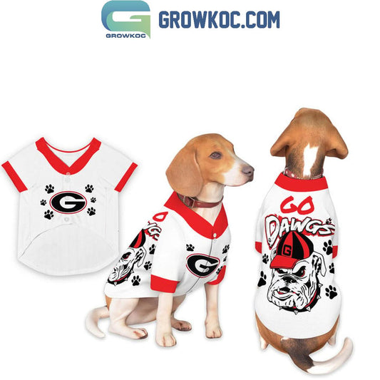 Georgia Bulldogs Go Dawgs Pet Baseball Jersey White Design