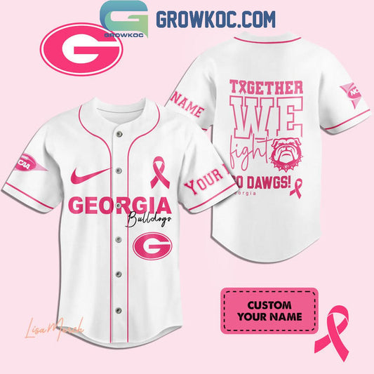 Georgia Bulldogs Together We Fight Breast Cancer Personalized Baseball Jersey