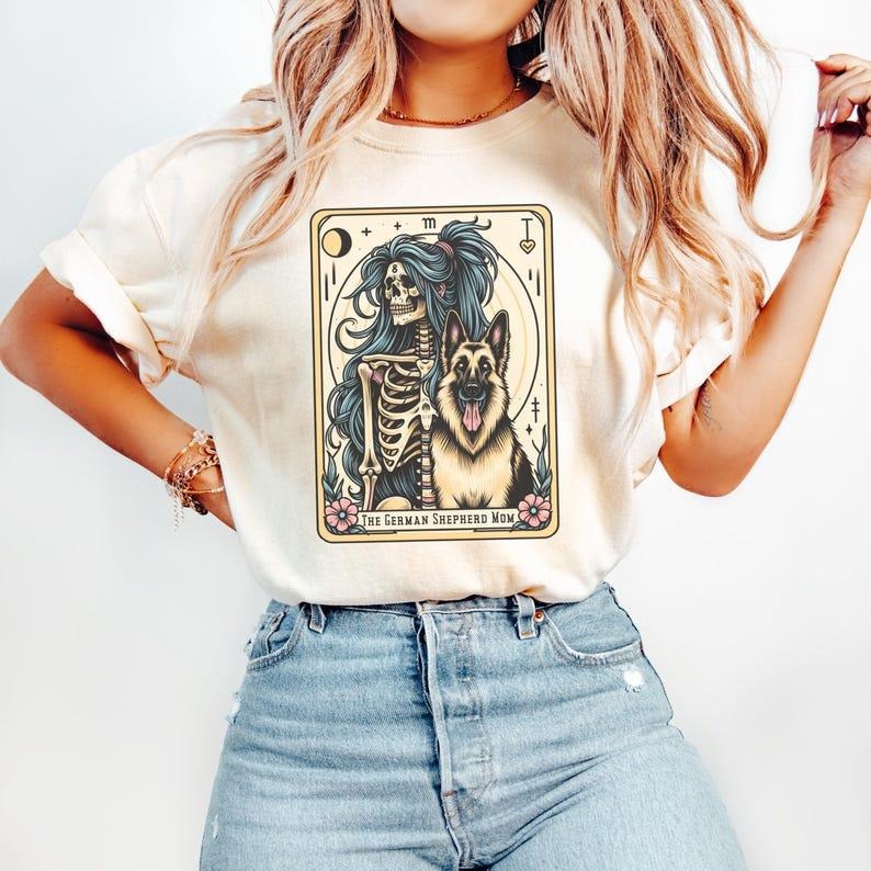 German Shepherd Shirt, German Shepherd Mom Tarot Card T-shirt, German Shepherd Halloween Tee, Gift for German Shepherd...