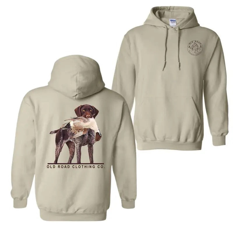 German Wirehaired Pointer 2 Sided Hoodie T-Shirt,  Duck Hunting Hoodie For Men And Women Fabric Menswear Sweatshirt