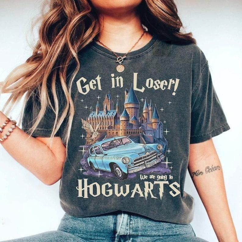 Get In Loser We're Going To Wizard School Shirt, Wizard Flying Car Shirt, Universal Studios Shirt, Wizard Shirts, Wizard...
