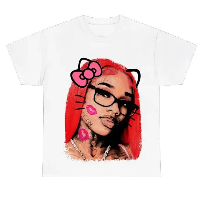 Get It Sexyy Kitty Big Face T-Shirt "Lips" Tee Cotton Fabric Hoodie, Sweatshirt | WearSparks.com
