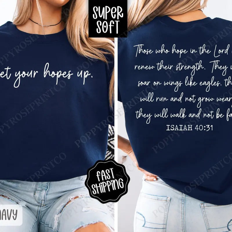 Get Your Hopes Up, Cute Religious Crewneck, Religious Women's Sweater T-Shirts, Hoodie, Sweatshirt | WearSparks.com