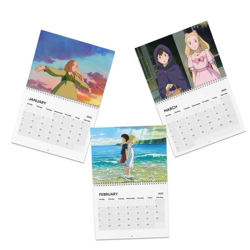 Ghibli 2025 Wall Calendar featuring Ponyo, Spirited Away, Arrietty, and more, Anime Calendar, Movie Calendar, Pop Culture...