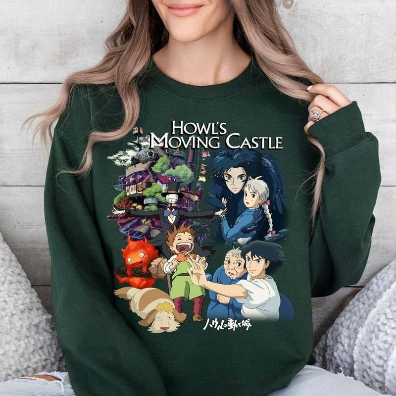 Ghibli Howls Moving Castle Sweatshirt and T-Shirt, Ghibli Studio Sweatshirt, Howls Moving Castle Shirt, Ghibli Studio...