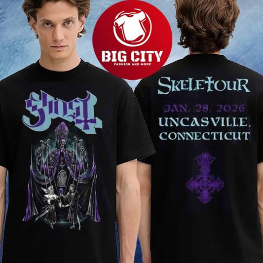 Ghost Band Skeletour 2026 At Uncasville In Connecticut On January 28 Two Sided Shirt