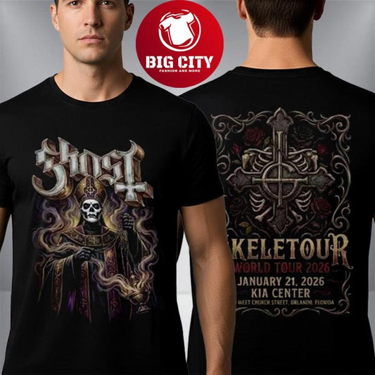 Ghost Band Skeletour World Tour 2026 Kia Center Orlando FL January 21 2026 Two Sided Shirt