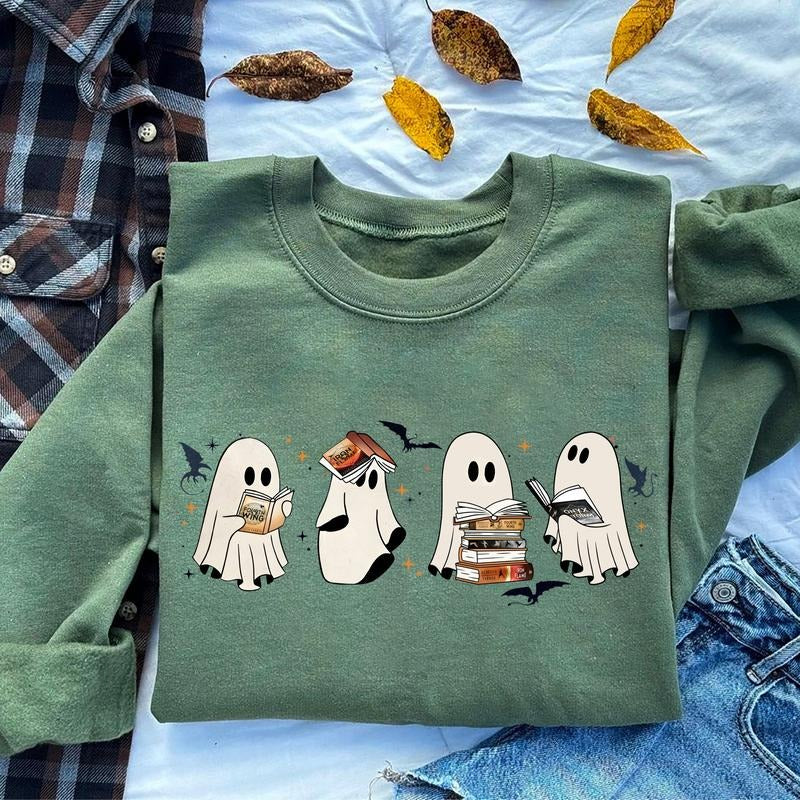 Ghost Book Fourth Wing Sweatshirt, Ghost Bookish Shirt, Booktok Tee, Halloween Book Lovers Shirt, Bookish Halloween...