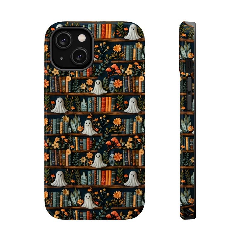 Ghost Bookshelf Phone Case, Halloween Book Cover Mag Safe Compatible, Magnetic Tough Cases T-Shirts, Hoodie, Sweatshirt