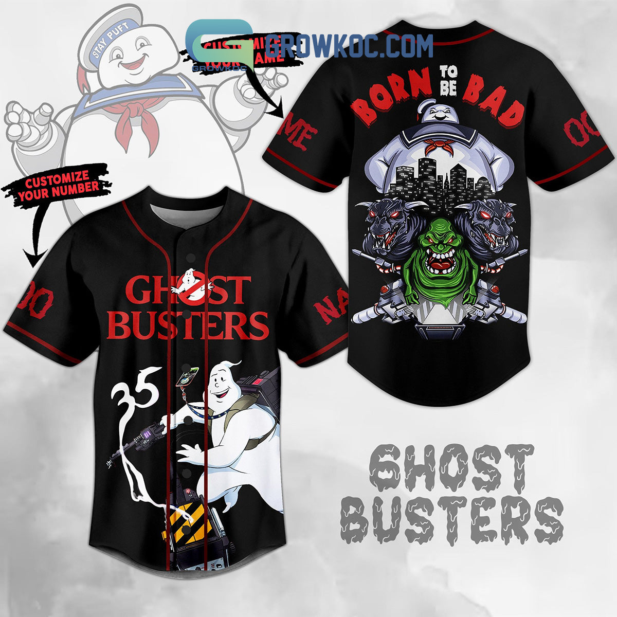 Ghost Busters Born To Be Bad Personalized Baseball Jersey