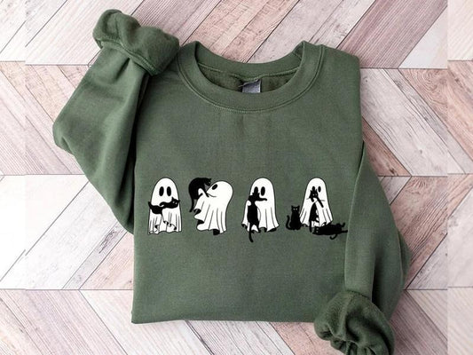 Ghost Cats sweatshirt, Cute Ghosts sweatshirt, Cat lovers Sweatshirt, Black Cat sweatshirt, Halloween Cat Sweatshirt,...