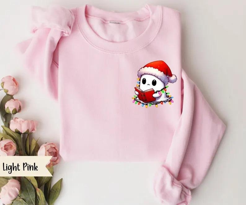 Ghost Christmas Sweatshirt, Ghost Santa Christmas Sweatshirt, Christmas Ghost Sweater, Merry Christmas Shirt, Christmas...